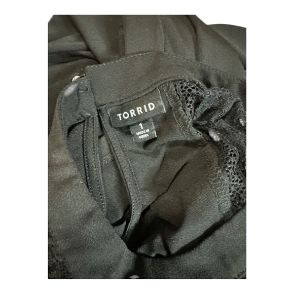 Studio Crepe Jersey Mock Neck Lace Inset Top - Picture 8 of 8